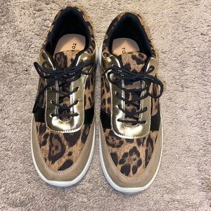 Leopard & Metallic Faux Leather Sneaker (WW)